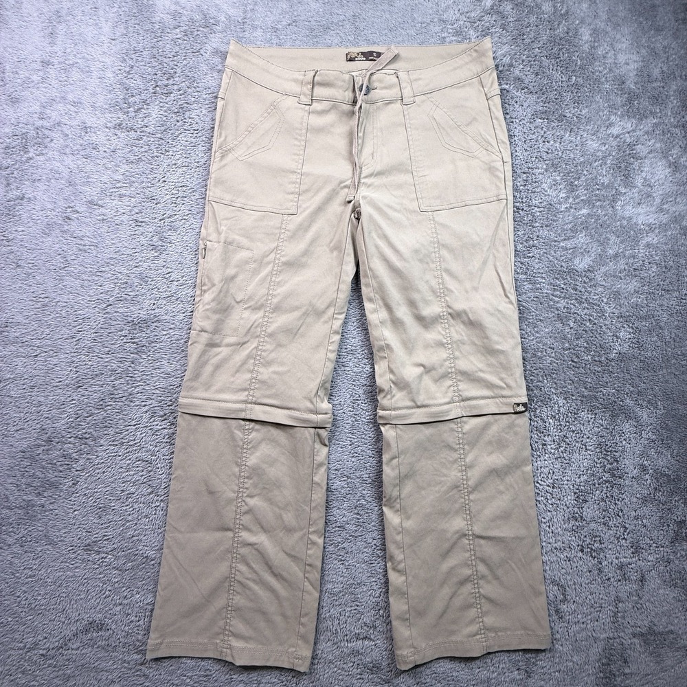 Prana Womens Monarch Convertible Hiking Pants Beige 10 33x29 Bootcut Nylon Strtc
